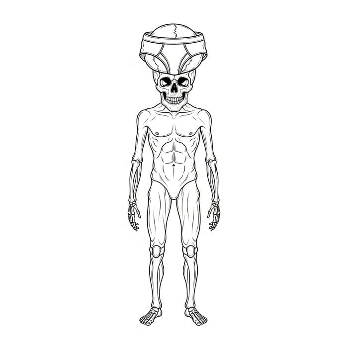 Skull Coloring Page: Humorous Sketch for Adults Skull Coloring Page: Humorous Sketch for Adults