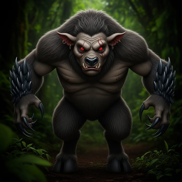 Sinister Rainforest Monster: Suspenseful Encounter