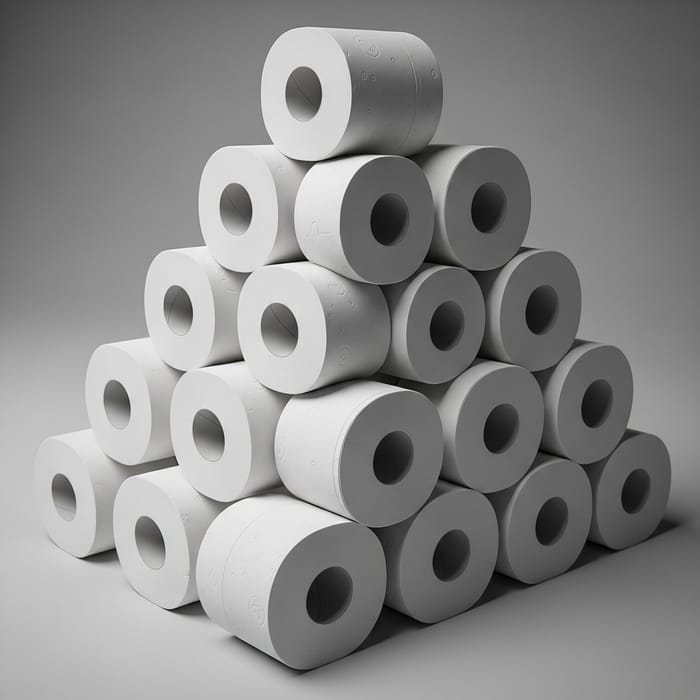 Unique Pyramid Design with 20 Toilet Paper Rolls
