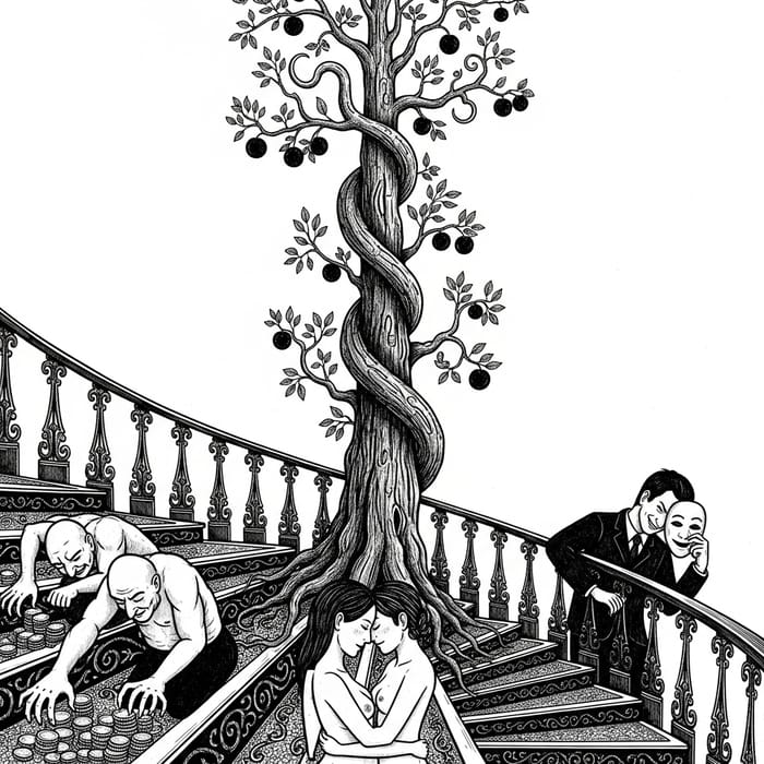 Spiral Staircase Ascending: Tree of Good and Evil, Human Passions Depicted