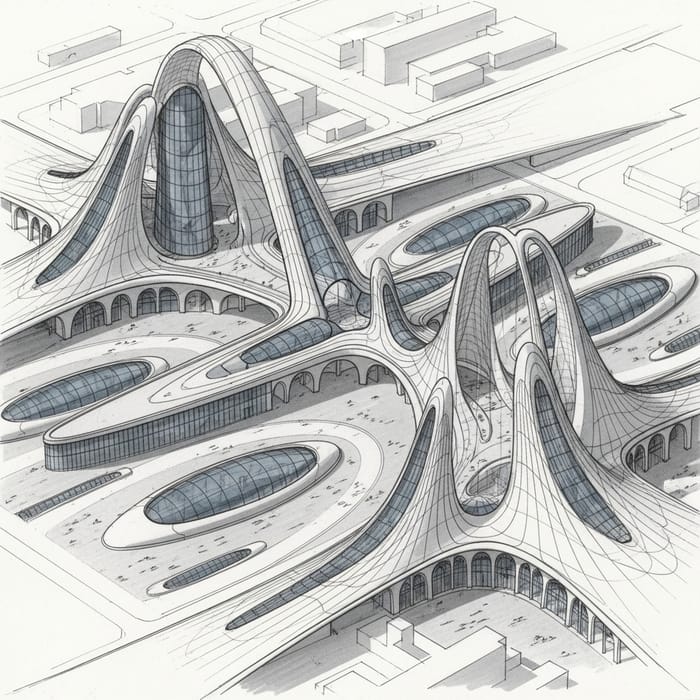 Innovative Infrastructure Sketch with Ellipse and Hyperbola