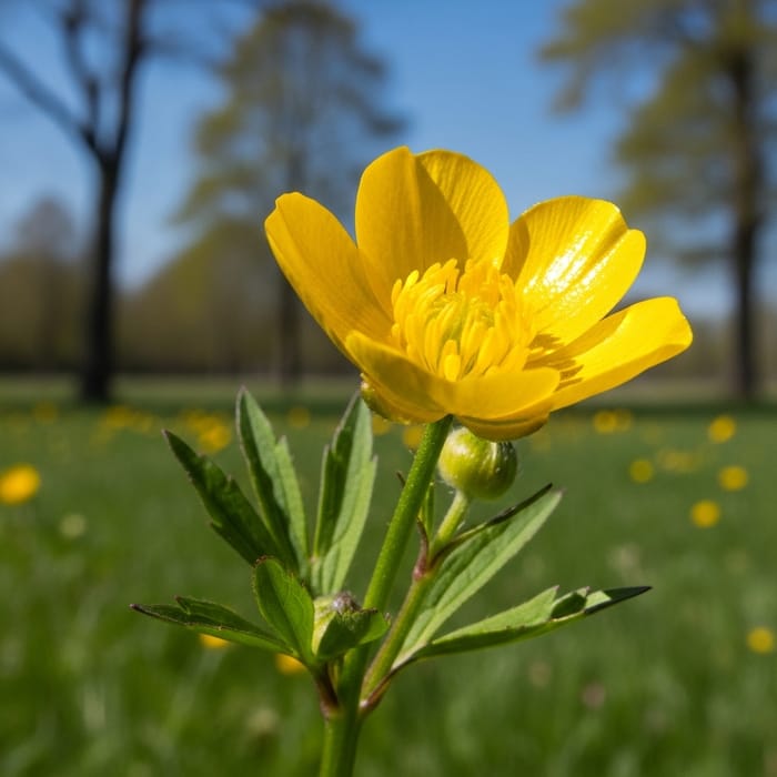 Sunny Buttercup Blooming in Meadow - True Beauty Captured Sunny Buttercup Blooming in Meadow - True Beauty Captured