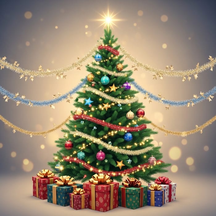Sparkling Christmas Tree Decorated Whimsically