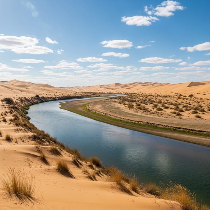 River Flowing Through Desert Landscape - A Mesmerizing Scene