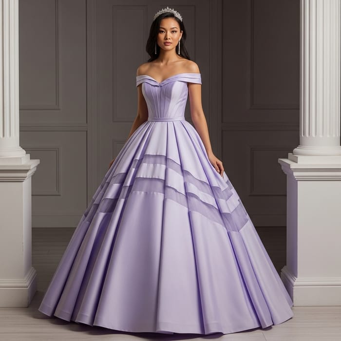 Graceful Princess in Pastel Purple Prom Dress with Mesh Detail Graceful Princess in Pastel Purple Prom Dress with Mesh Detail