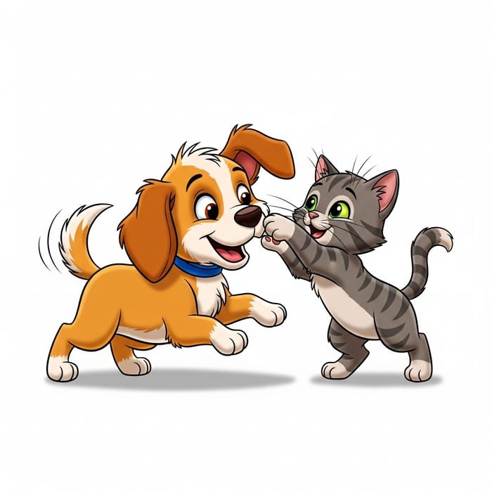 Cute Puppy and Kitten Playing Together