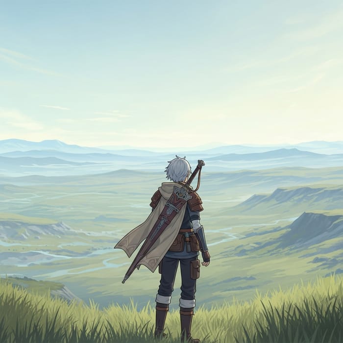 Genshin Style Pale Colors Landscape with Character Genshin Style Pale Colors Landscape with Character