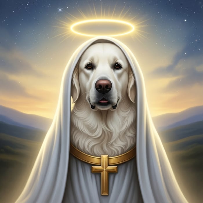 White Golden Retriever as a Patron Saint