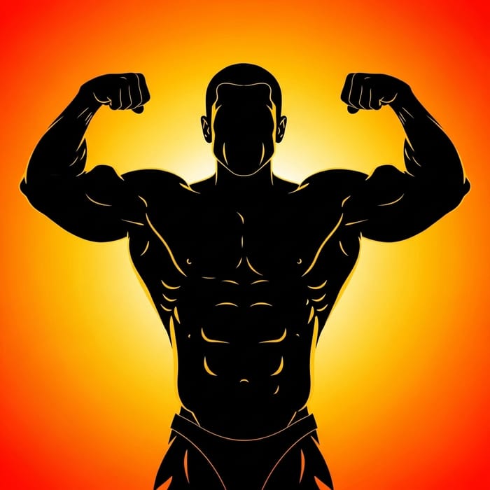 Black Bodybuilder Silhouette in Traditional Pose | Muscular Physique