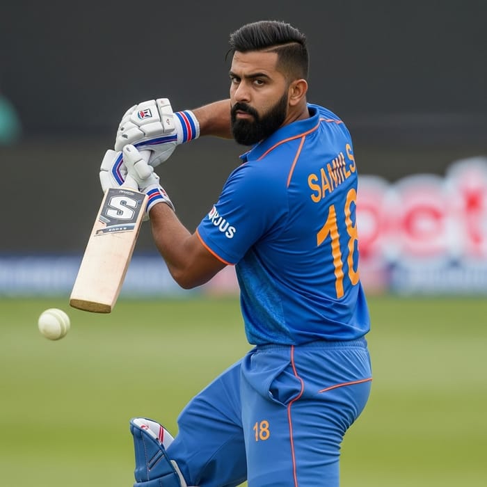 Virat Kohli - Accomplished Cricket Star in Blue Attire Virat Kohli - Accomplished Cricket Star in Blue Attire