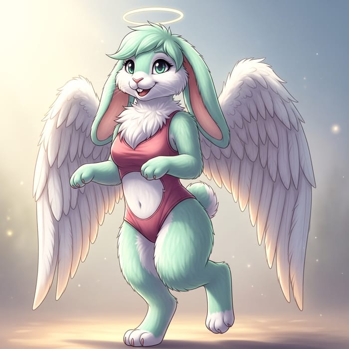 Mint Green and Pastel Pink Angel Bunny Furry Female Mint Green and Pastel Pink Angel Bunny Furry Female