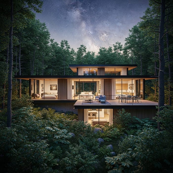 Modern House Nestled in Heart of Dense Forest Modern House Nestled in Heart of Dense Forest