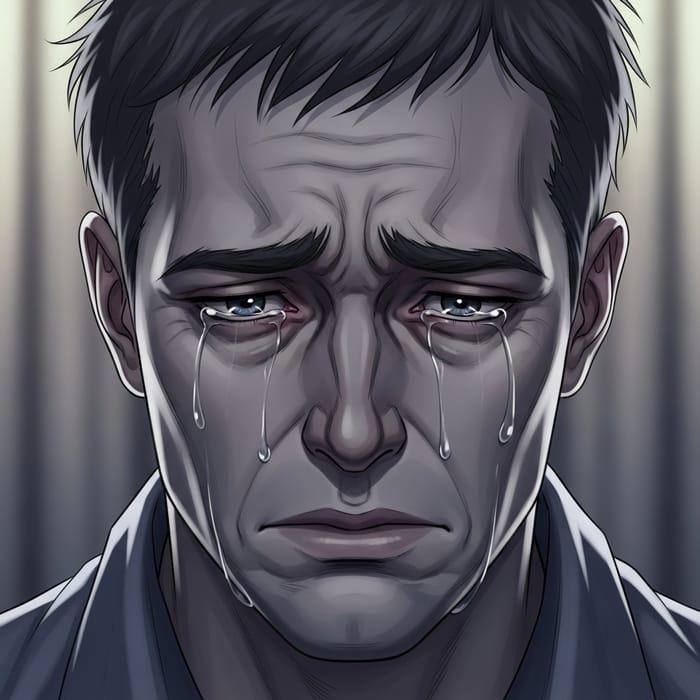 Melancholic Man Illustration | Emotional Sorrow