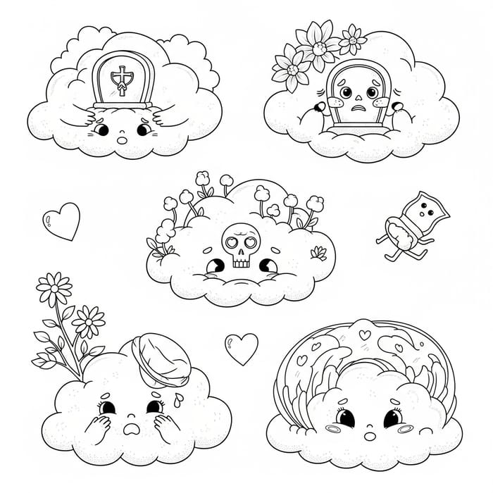 Enchanting Cloud Coloring Page | Honoring Death Creatively