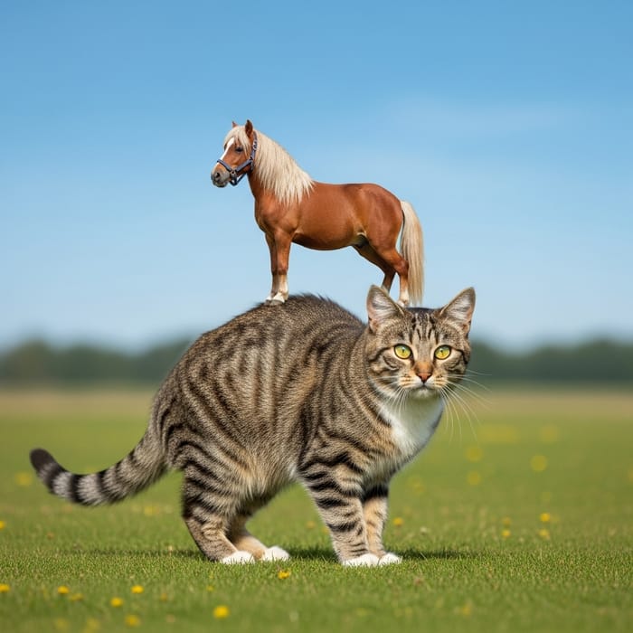 Surreal Horse Riding a Cat: A Whimsical Encounter Surreal Horse Riding a Cat: A Whimsical Encounter