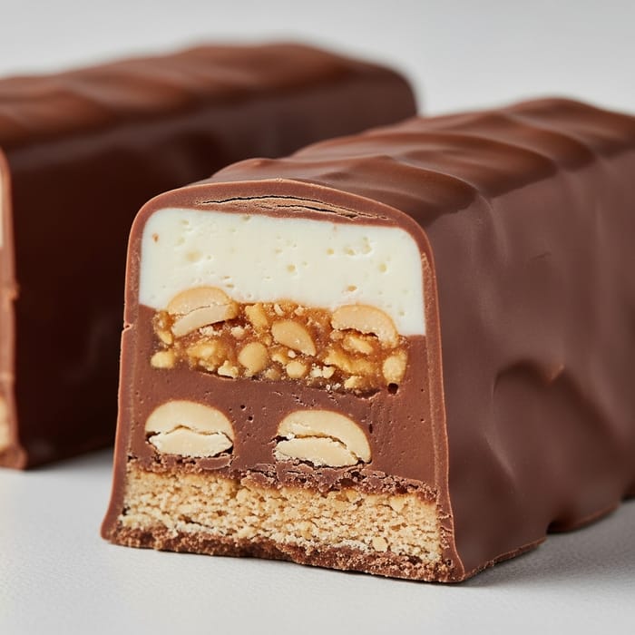 Decadent Chocolate Bar with White Layer, Peanuts, and Crunches Decadent Chocolate Bar with White Layer, Peanuts, and Crunches