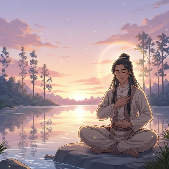 Serenity in Meditation: Calm Human Figure Illustration Serenity in Meditation: Calm Human Figure Illustration