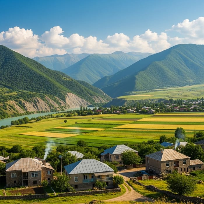 Karabagh Azerbaijan Landscape: Magnificent Mountains, River Valleys & Traditional Houses