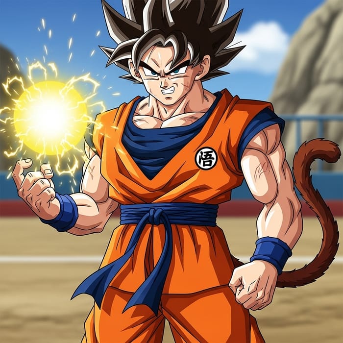 Goku: Muscular Animated Character with Spiky Hair Goku: Muscular Animated Character with Spiky Hair