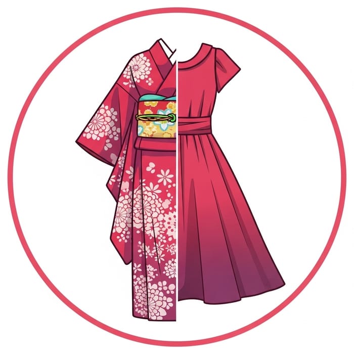 Unique Kimono-Inspired Dress Logo Design Unique Kimono-Inspired Dress Logo Design