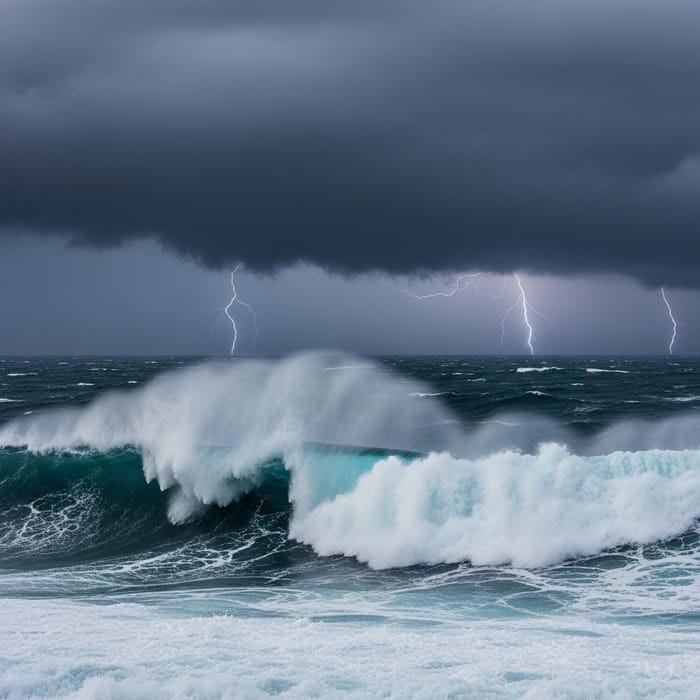 Moody Storm Seascape with Giant Waves Moody Storm Seascape with Giant Waves