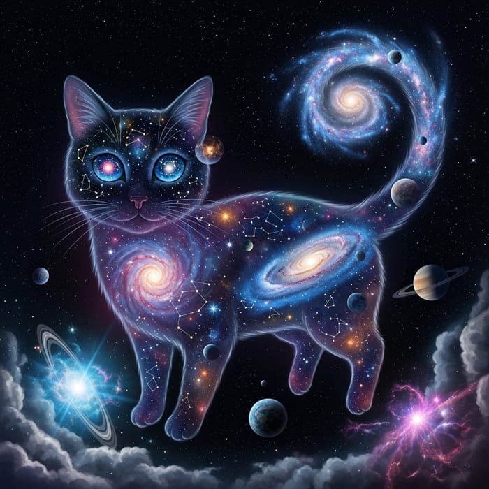 Space Cat Nebula – Celestial Feline in Cosmic Expanse Space Cat Nebula – Celestial Feline in Cosmic Expanse