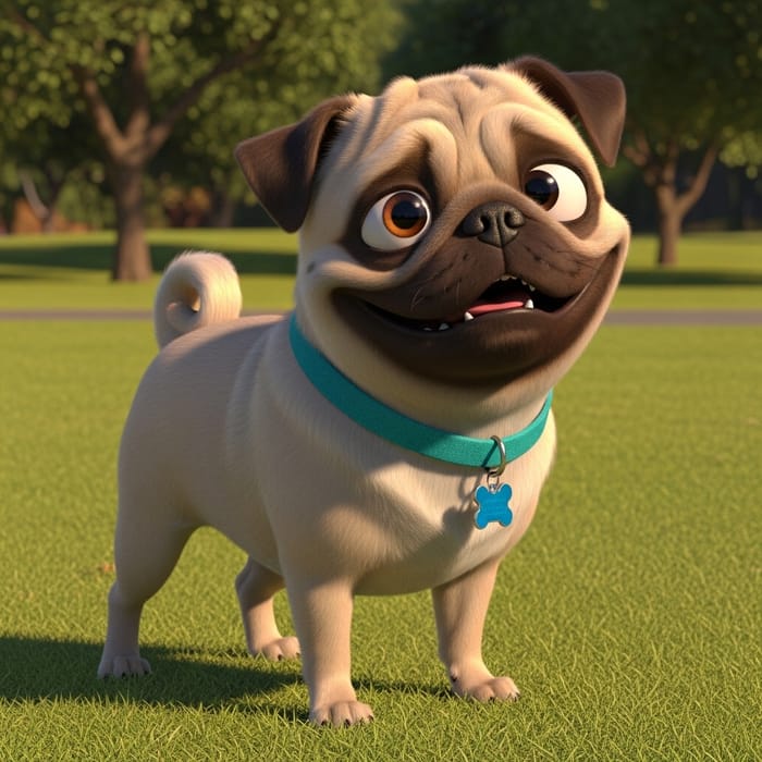 Adorable Scooby-Doo Inspired Pug Wearing a Turquoise Collar
