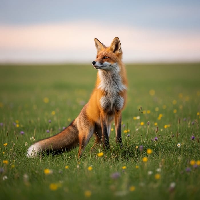 Majestic Fox in Lush Green Landscape Majestic Fox in Lush Green Landscape