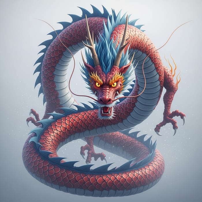Vibrant Japanese Dragon Painting in Photorealistic Style