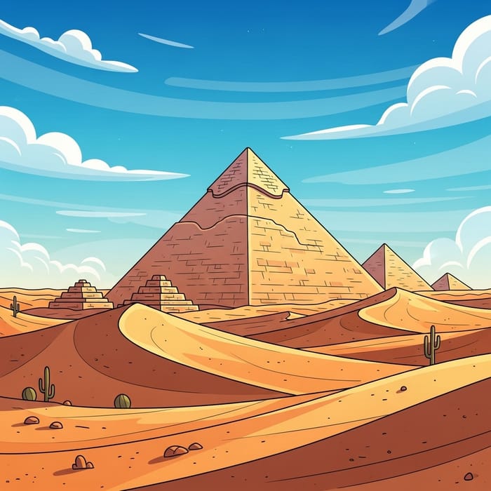Blue Sky Desert Pyramid Illustration Blue Sky Desert Pyramid Illustration