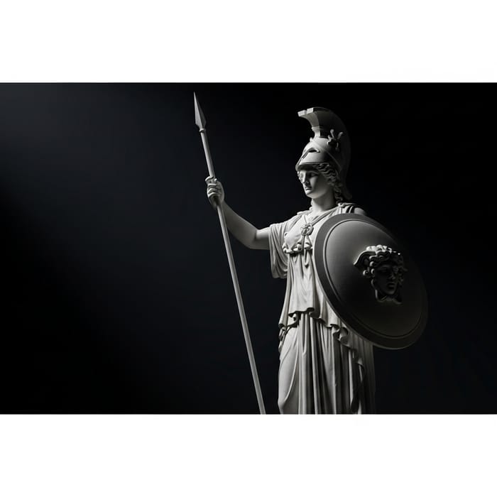 Greek Goddess Athena Statue Wallpaper in Black Background