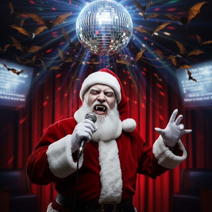 Vampire Santa Karaoke: Singing Vampiric Grandfather Frost with Glowing Disco Ball & Bat Flight