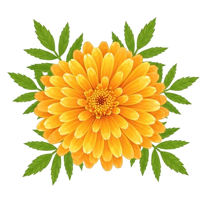 Detailed Marigold Clipart: High-Quality Yellow-Orange Flower Illustration Detailed Marigold Clipart: High-Quality Yellow-Orange Flower Illustration