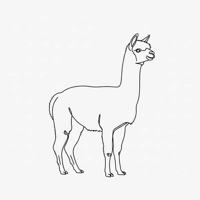 Minimalist Alpaca Silhouette Graphic Illustration