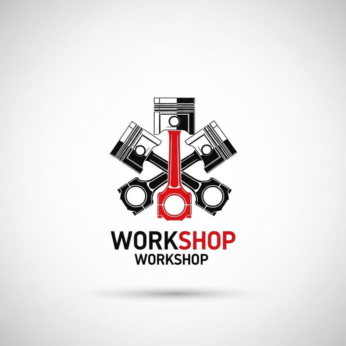 Minimalistic Car Workshop Logo Design with Vector Pistons