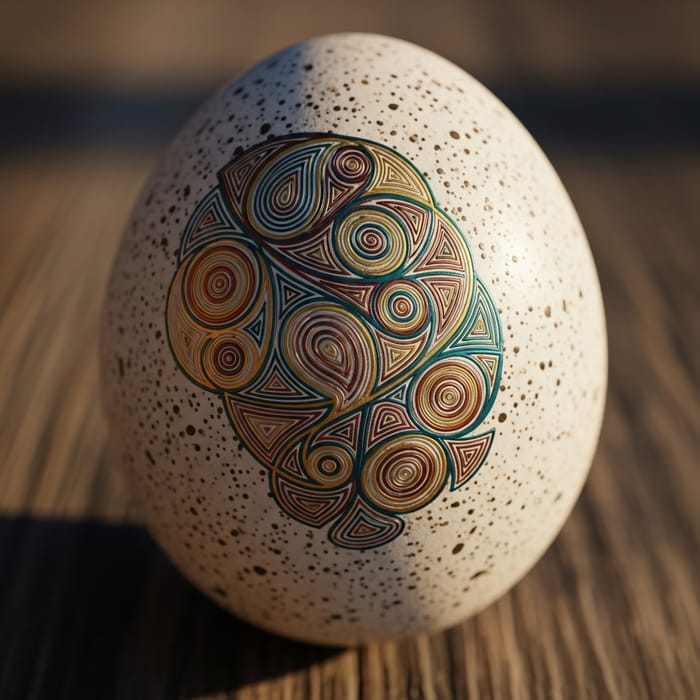 Intricate Abstract Pattern on Speckled Egg | Harmonious Fusion Intricate Abstract Pattern on Speckled Egg | Harmonious Fusion