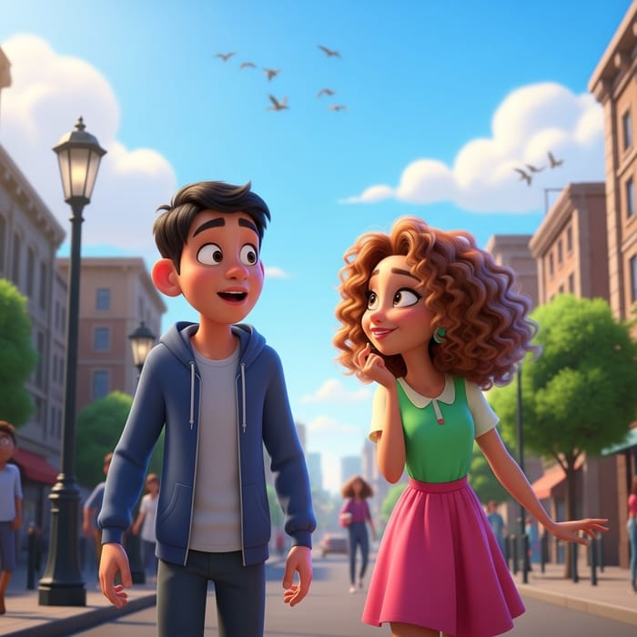 Love at First Sight: Teenage Boy Mesmerized by Curly-Haired Beauty Love at First Sight: Teenage Boy Mesmerized by Curly-Haired Beauty