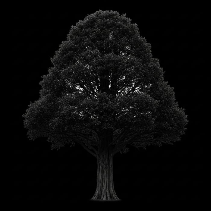 Totara Tree Silhouette in Black: Iconic New Zealand Beauty