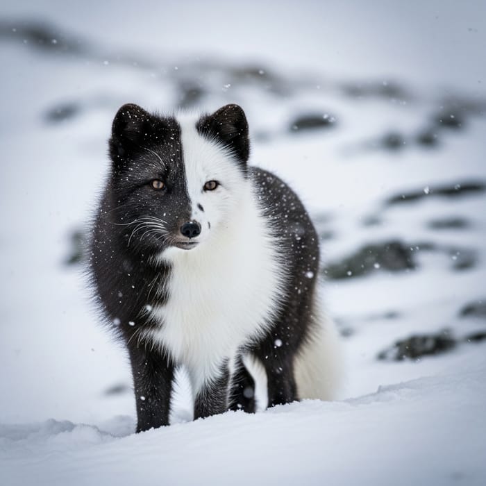 Stunning Arctic Fox with Half Black Fur Stunning Arctic Fox with Half Black Fur