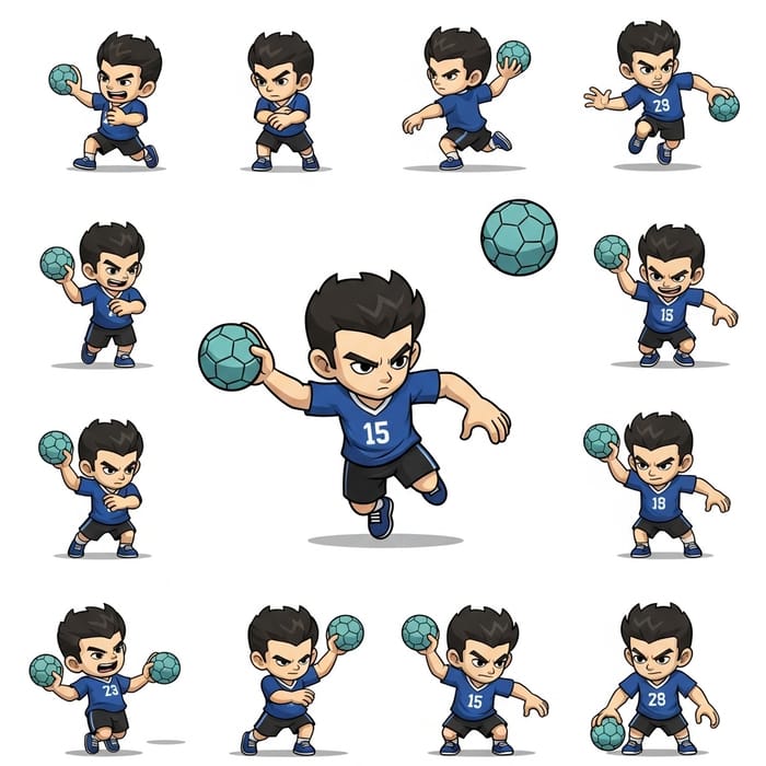 Dynamic Super-Deformed Handball Player Spritesheet Dynamic Super-Deformed Handball Player Spritesheet
