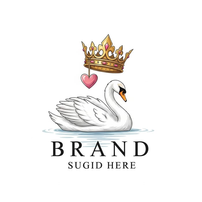 Swan Crown Heart Logo Design | Elegant Brand Identity