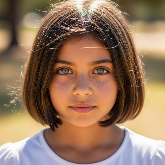 Mesmerizing Prepubescent Hispanic Girl | Sparkling Grey Eyes & Freckles