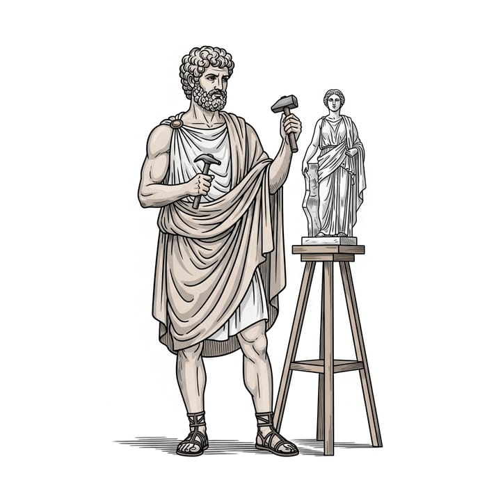 Pygmalion Statue Sculptor in Ancient Attire