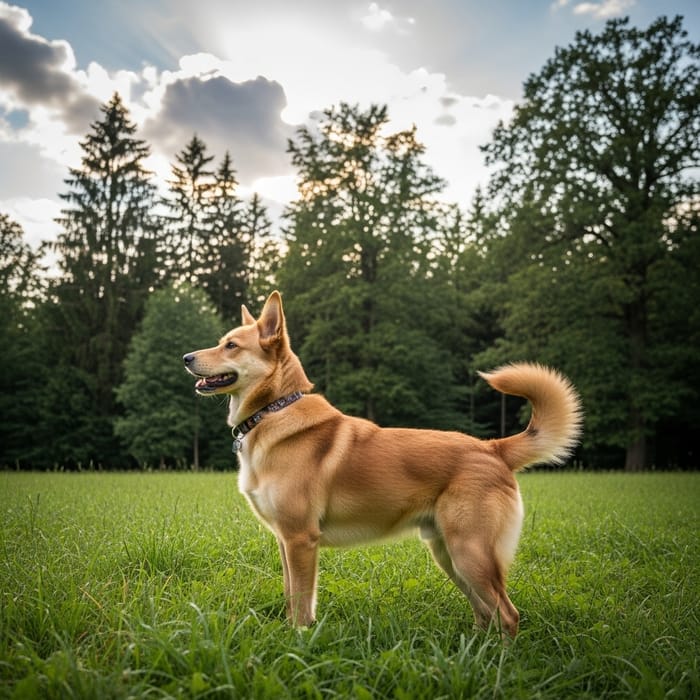 Serene Dog in Green Field Serene Dog in Green Field