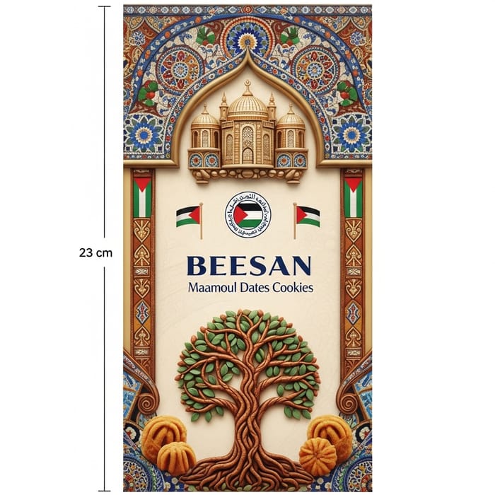Vibrant Palestinian Heritage Inspired Maamoul Dates Cookies Packaging | Luxury Design