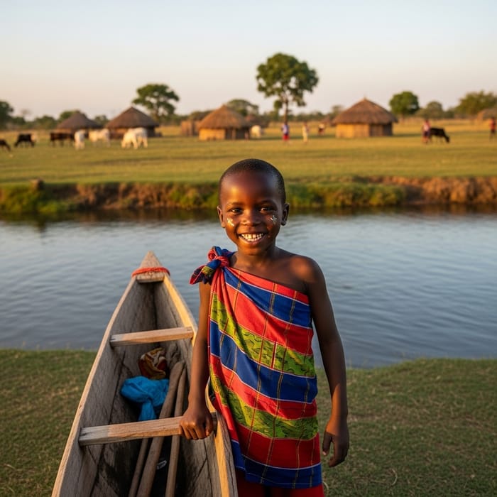 Village Boy from Uganda | Joyful Scene by the River