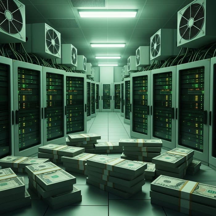 Money in Green Data Center Server Room Money in Green Data Center Server Room