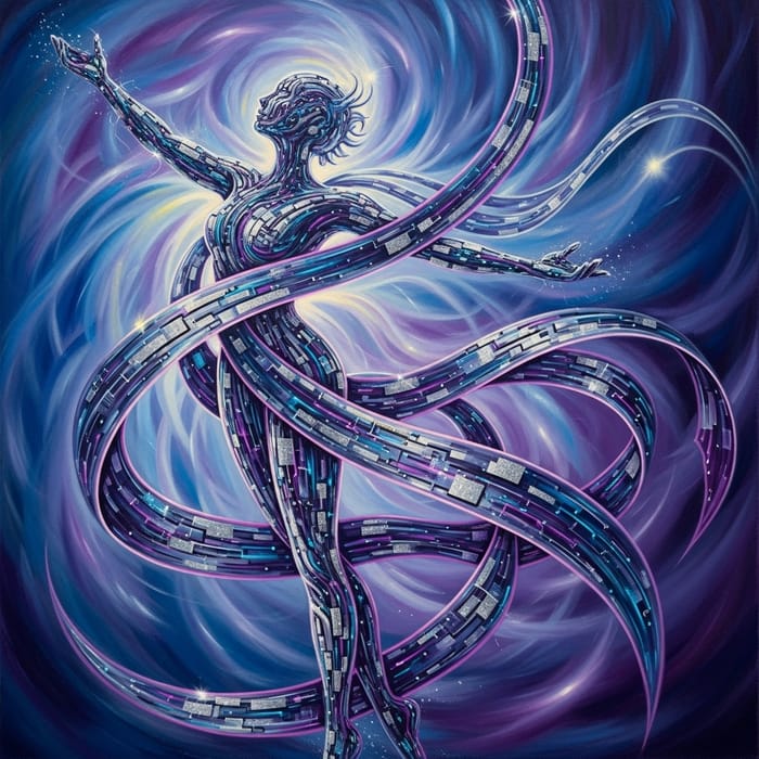 Graceful Pose: Abstract Artificial Intelligence Artwork