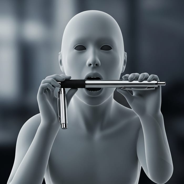 Ghost Eating Pen | Surreal Spectral Figure Action Ghost Eating Pen | Surreal Spectral Figure Action