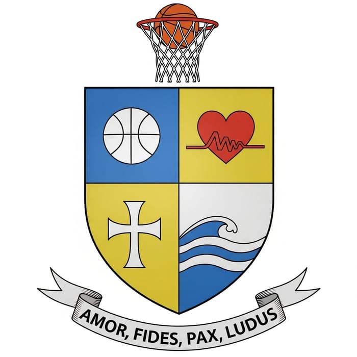Passion, Love, Faith: Emblem of Basketball, Compassion, and Spirituality